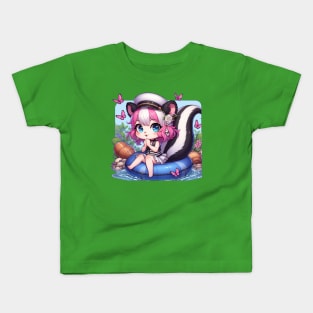 Cute Skunk Sailor Girl Kids T-Shirt